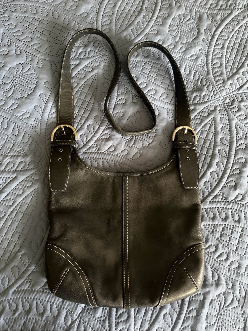 Vintage Coach Cross-Body Purse with Silver Buckles